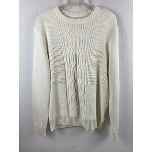 NWT Ben Sherman Cable Knit Crew Neck White Sweater - Men's Medium
